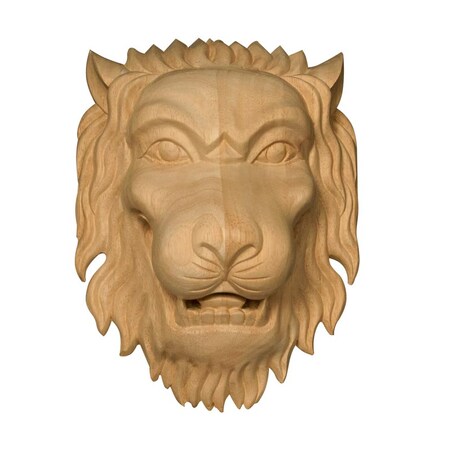 Osborne Wood Products 9 5/8 x 8 x 4 Medium Lion Head Onlay in Rubberwood (paintgr 891743RW